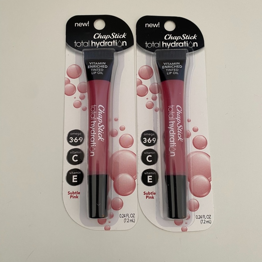 Lot of 2 Chapstick total hydration , Subtle Pink tinted lip oil tube